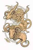 Aries Capricorn cancer and Taurus zodiac symbol tattoo design idea