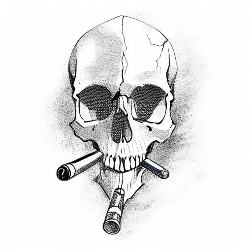 Skull with cigar  tattoo design idea