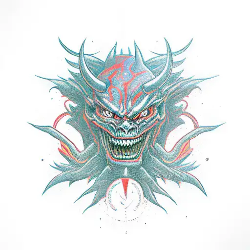 demon hiking tattoo design idea