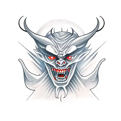 hiking demon tattoo design idea