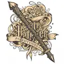 harry potter wand intertwined text always tattoo design idea