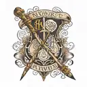 harry potter wand intertwined text always tattoo design idea