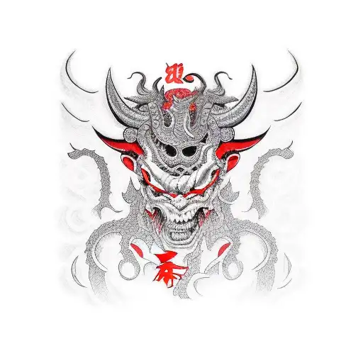 demon red and Black colors tattoo design idea