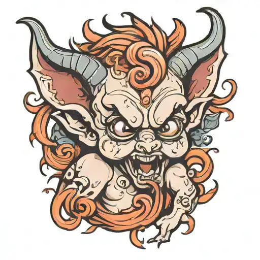 baby demon whispering in ear tattoo design tattoo design idea