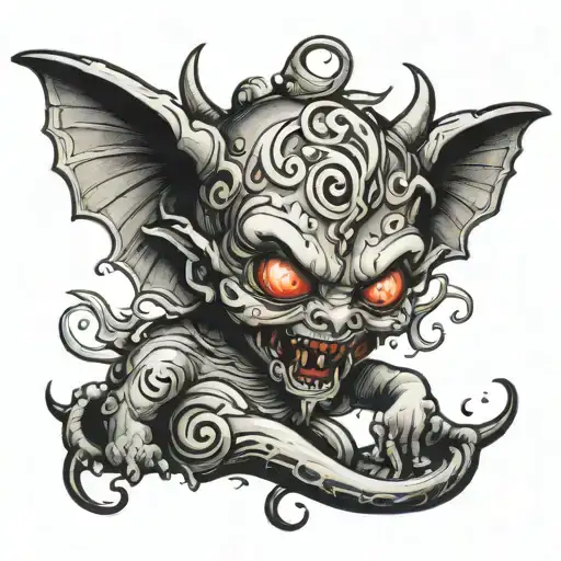 baby demon whispering in ear tattoo design tattoo design idea