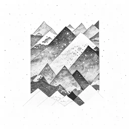 ice capped mountains with milky way galaxy tattoo design idea