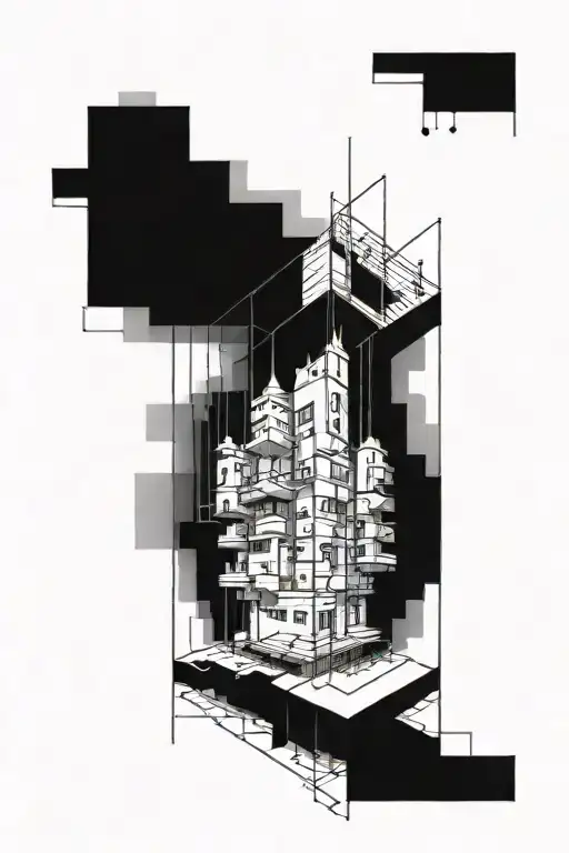 architectural diagram minimal tattoo in a box tattoo design idea