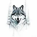 lone wolf in the woods under the mountain  tattoo design idea