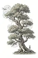 The olive tree of Athena whose roots become a laser game labyrinth. Also with a lightning bolt + the eye of Horus tattoo design idea