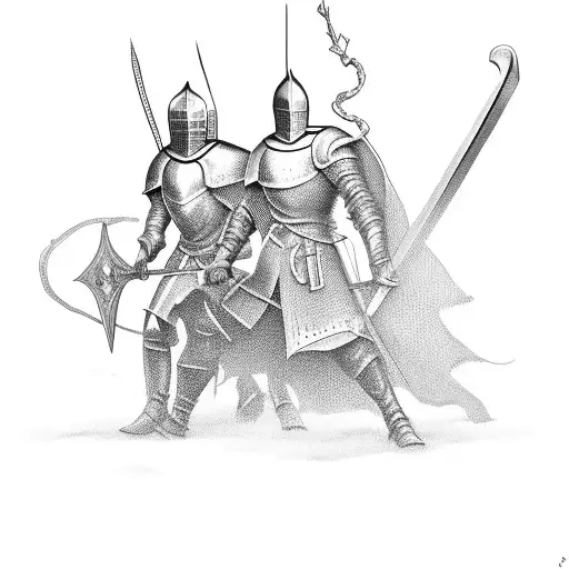 knight without torso holding sword tattoo design idea