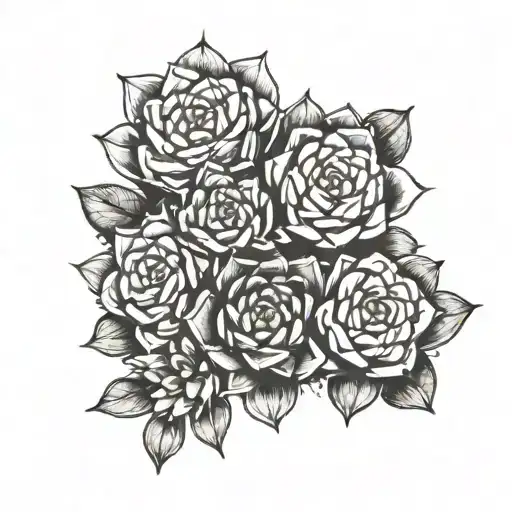 succulents arranged tattoo design idea