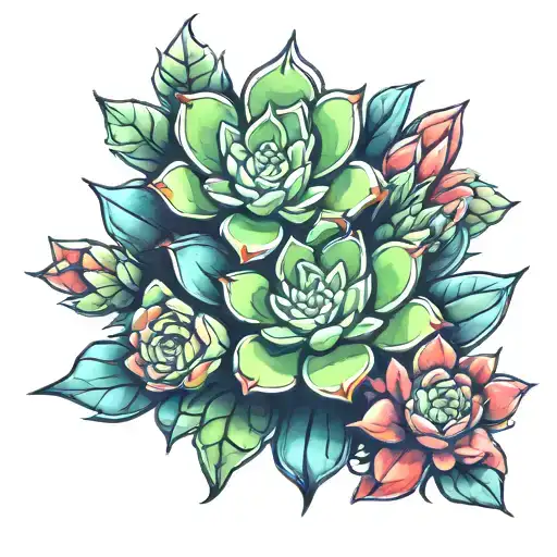 succulent plants growing tattoo design idea