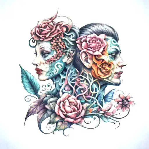 Bipolar surrealism tattoo design idea