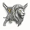 A WWE-inspired tattoo featuring a lion in a Metallica theme tattoo design idea