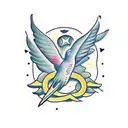 Text 'NOMAD' with letter O having a silhouette of humming bird inside tattoo design idea