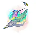 Text 'NOMAD' with letter O having a silhouette of humming bird inside tattoo design idea