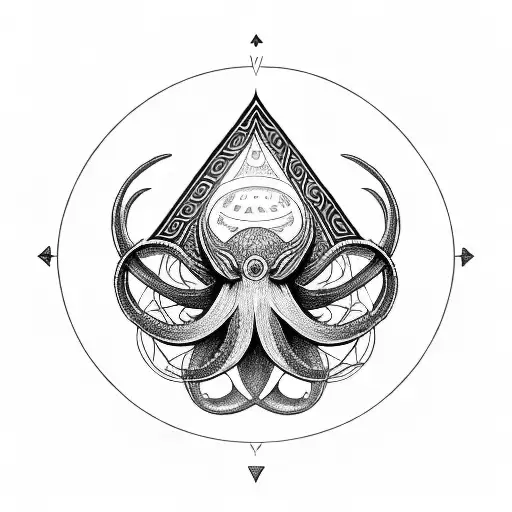 illuminati octopus life circle sleeve tattoo design idea