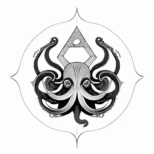 illuminati octopus life circle sleeve tattoo design idea