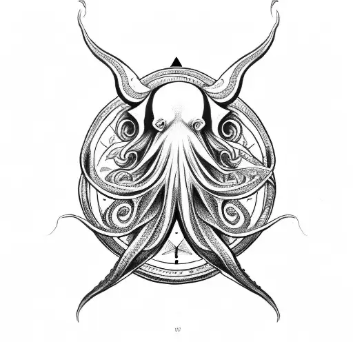 illuminati octopus life circle sleeve tattoo design idea