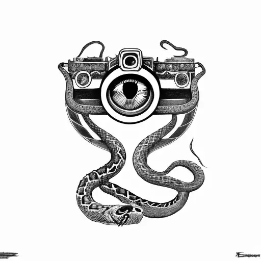 camera Wrapped With Illuminati Eyes along with a snake belt tattoo design idea