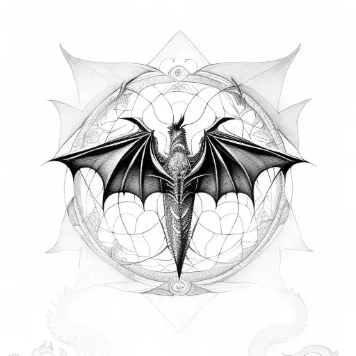 Dragon sleeve with a mix of bat wings with life circle mandala tattoo design idea