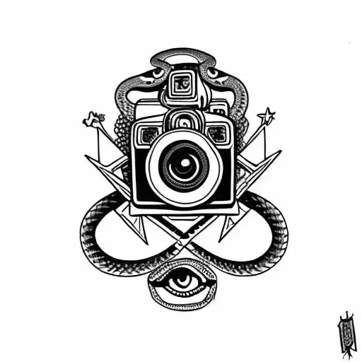 camera Wrapped With Illuminati Eyes along with a snake belt tattoo design idea