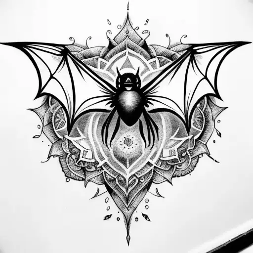 bat wings with mandala along with spider webs a full arm sleeve tattoo tattoo design idea