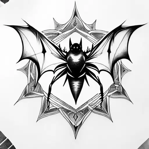 bat wings with mandala along with spider webs a full arm sleeve tattoo tattoo design idea