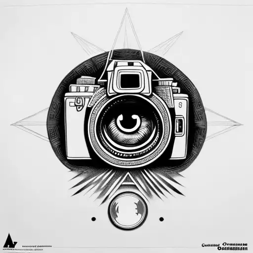 Camera, cameraman cameras wrapped with illuminati eyes tattoo design idea