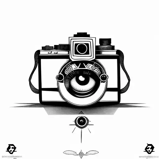Camera, cameraman cameras wrapped with illuminati eyes tattoo design idea