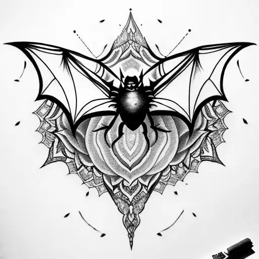 bat wings with mandala along with spider webs a full arm sleeve tattoo tattoo design idea