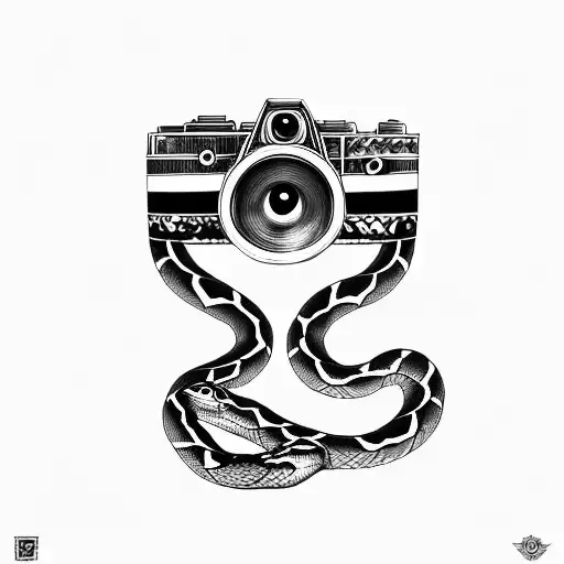 camera Wrapped With Illuminati Eyes along with a snake belt tattoo design idea