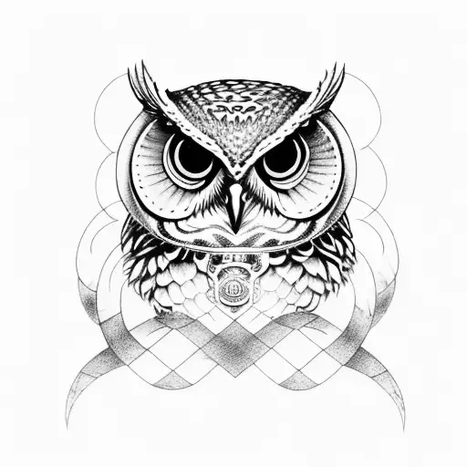 owl eyes Wrapped With Illuminati Eyes along with a snake belt tattoo design idea