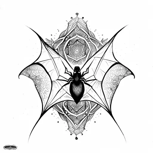 bat wings with mandala along with spider webs a full arm sleeve tattoo tattoo design idea