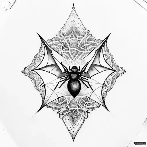 bat wings with mandala along with spider webs a full arm sleeve tattoo tattoo design idea