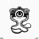 camera Wrapped With Illuminati Eyes along with a snake belt tattoo design idea