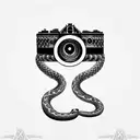 camera Wrapped With Illuminati Eyes along with a snake belt tattoo design idea