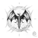 Dragon sleeve with a mix of bat wings with life circle mandala tattoo design idea