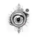 a hand sleeve tattoo consisting the eyes of the death eyes of reality eyes of the margin along with life circles  tattoo design idea