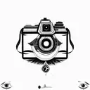 Camera, cameraman cameras wrapped with illuminati eyes tattoo design idea