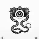 camera Wrapped With Illuminati Eyes along with a snake belt tattoo design idea