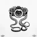 camera Wrapped With Illuminati Eyes along with a snake belt tattoo design idea