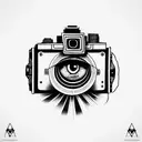 Camera, cameraman cameras wrapped with illuminati eyes tattoo design idea