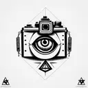 Camera, cameraman cameras wrapped with illuminati eyes tattoo design idea