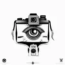 Camera, cameraman cameras wrapped with illuminati eyes tattoo design idea