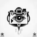 Camera, cameraman cameras wrapped with illuminati eyes tattoo design idea