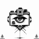 Camera, cameraman cameras wrapped with illuminati eyes tattoo design idea