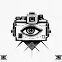 Camera, cameraman cameras wrapped with illuminati eyes tattoo design idea