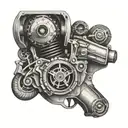 v twin engine 357 magnum revolver tattoo design idea