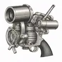 v twin engine 357 magnum revolver tattoo design idea